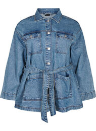 Dongerijakke med knytebelte, Blue Denim