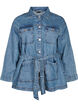 Dongerijakke med knytebelte, Blue Denim, Packshot image number 0