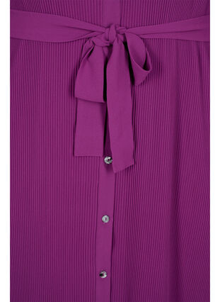 Plissert skjortekjole med knyting, Grape Juice, Packshot image number 2