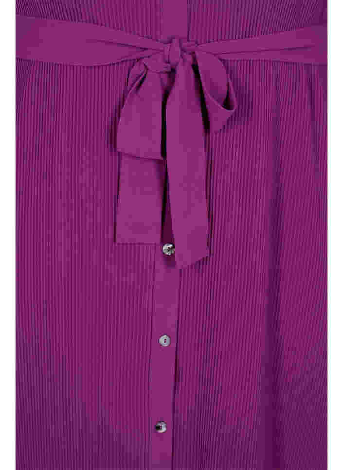 Plissert skjortekjole med knyting, Grape Juice, Packshot image number 2