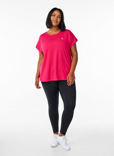 Zizzi Ensfarget T-skjorte til trening, Rosa, Model image number 1