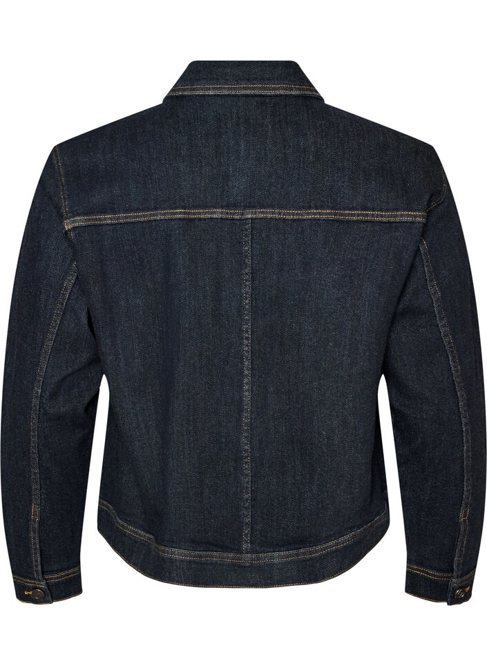 Klassisk denimjakke med kontrasts&oslash;mmer, Bl&aring;, Packshot