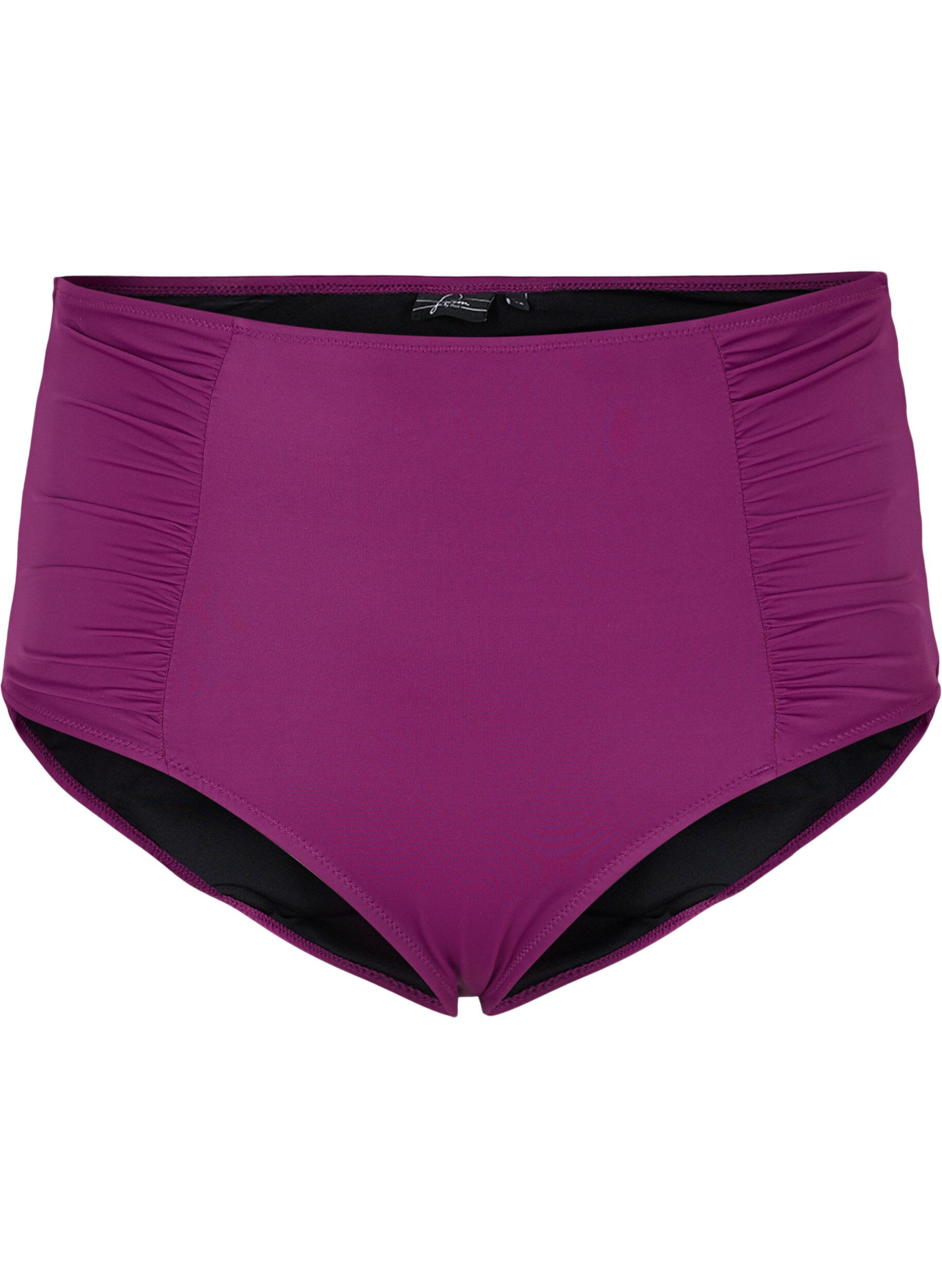 Zizzi Bikinitruse med h&oslash;yt liv og draperinger, Dark Purple, Packshot image number 0
