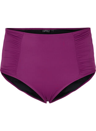 Zizzi Bikinitruse med høyt liv og draperinger, Dark Purple, Packshot image number 0