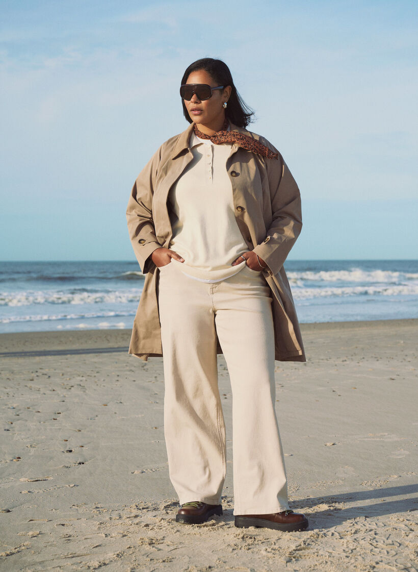 V&aring;rjakke med imitert semsket krage og skjult knappelukking, Beige, Image image number 0