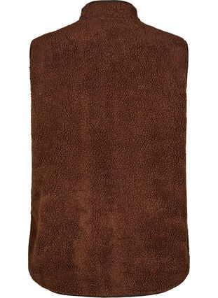 Zizzi Teddy fleece vest med glidelås og lommer, Hot Fudge, Packshot image number 1