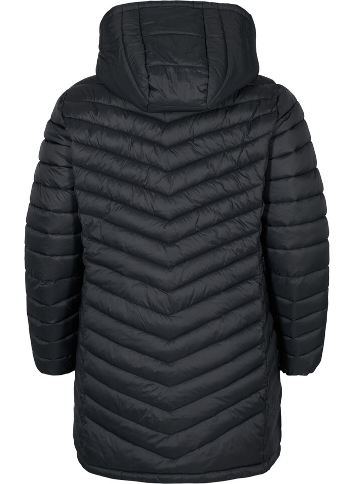 Lett jakke med lommer og avtakbar hette, Svart, Packshot image number 1