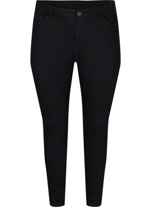 Kampanjevare - Cropped Amy jeans med splitt, Black, Packshot image number 0