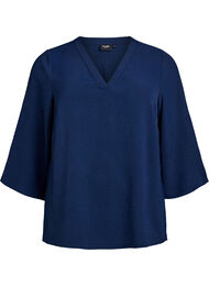 Bluse med 3/4 ermer, Bl&aring;