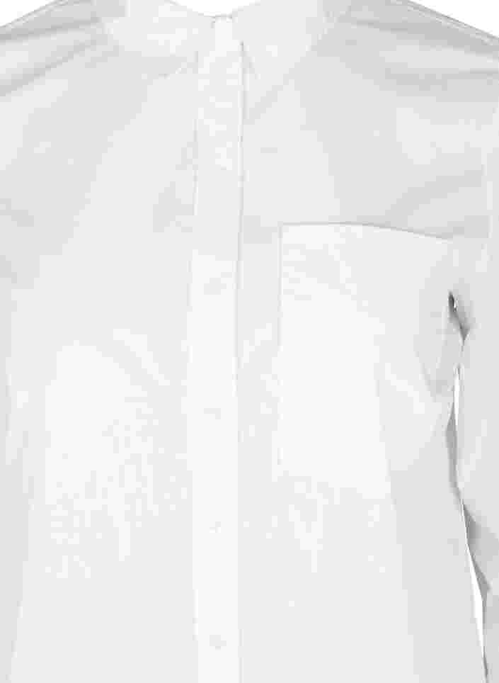 Lang bomullsskjorte med lomme på brystet, White, Packshot image number 2