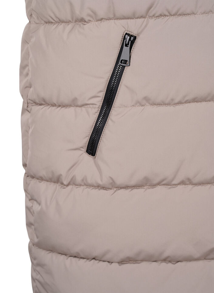 Lang vest med hette og lommer, Beige, Packshot image number 3