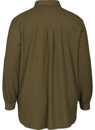 Strukturert skjorte med brystlommer, Dark Green ASS, Packshot image number 1