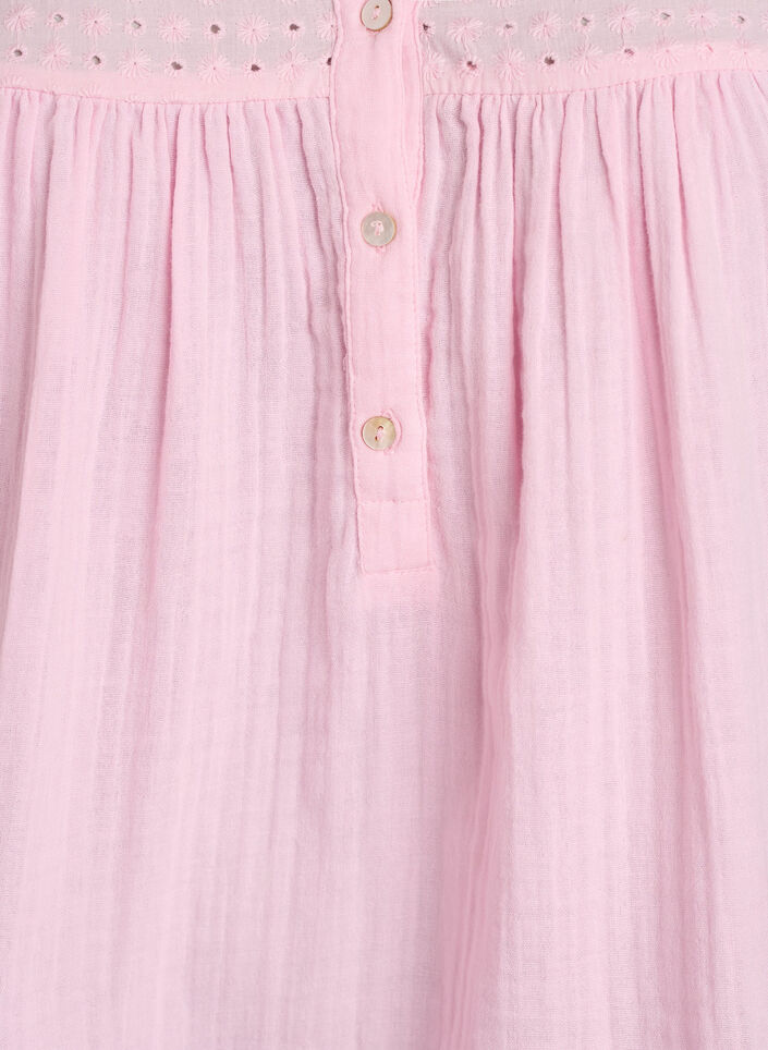 Bluse i bomullsmuslin med broderie anglaise, Rosa, Packshot image number 2