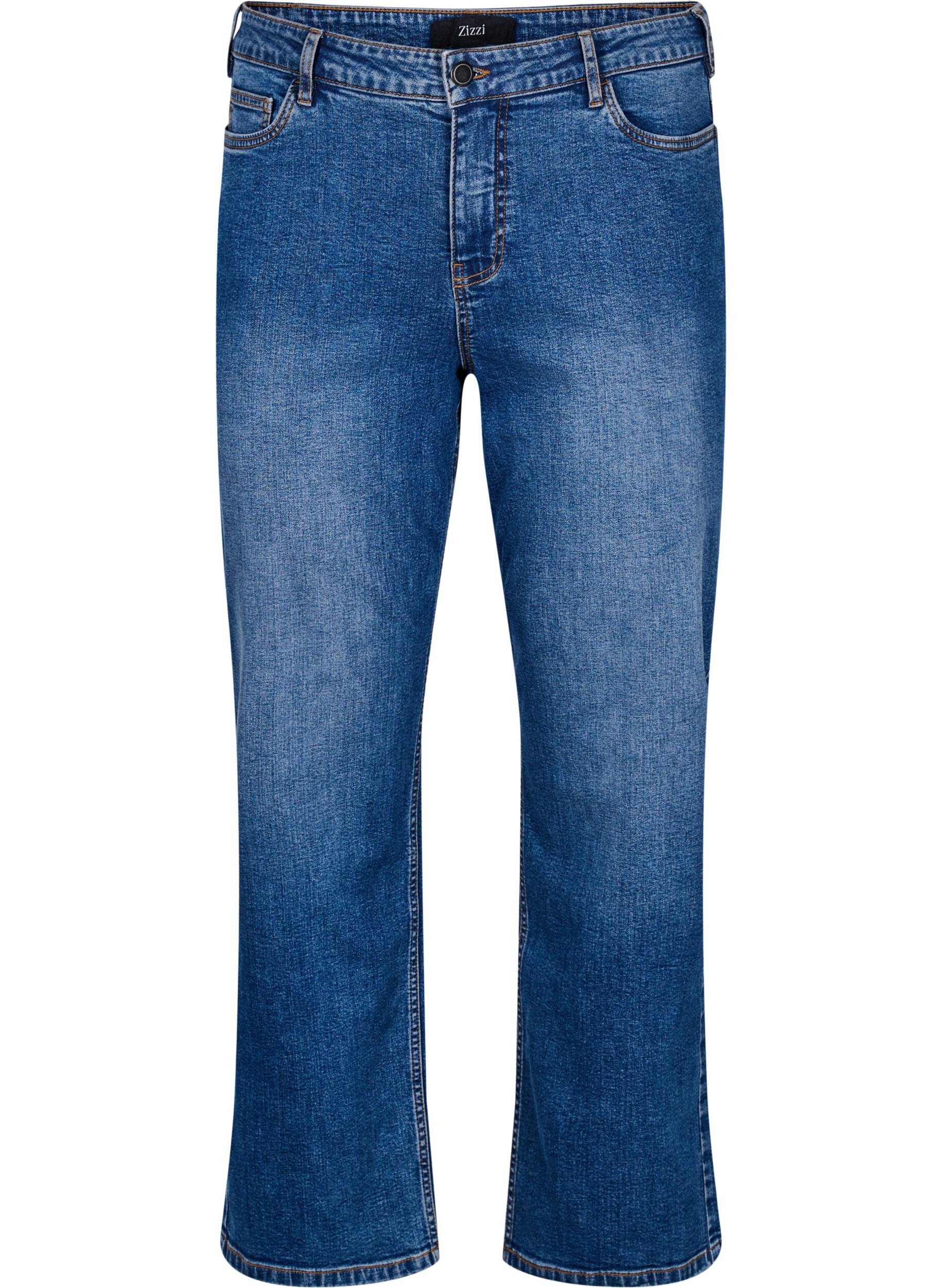 Zizzi Gemma jeans med h&oslash;y midje og regular fit, Bl&aring;, Packshot image number 0
