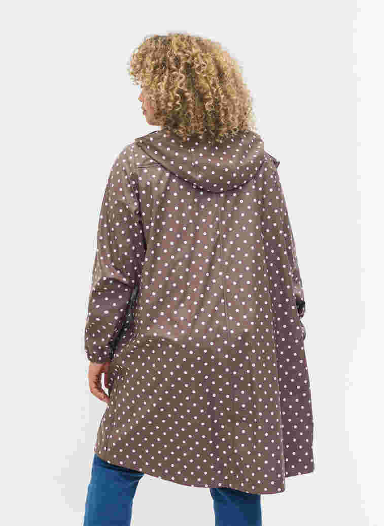Prikkete regnjakke med hette, Iron W/White dot, Model