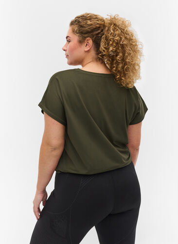 Ensfarget t-skjorte til trening, Forest Night, Model image number 1