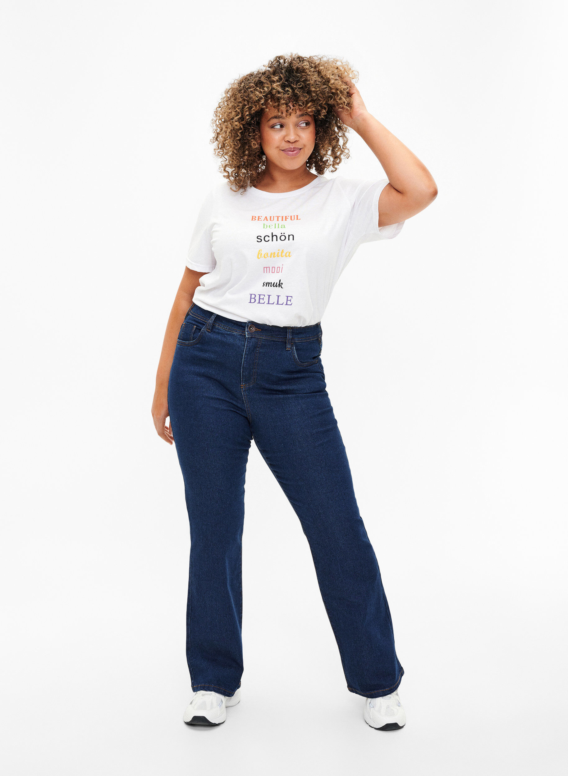 Zizzi FLASH - T-skjorte med motiv, Bright White, Model image number 2