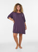 Nattkjole i viskosestoff med ribbestruktur, Lilla, Model image number 1