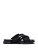 Wide fit - Slip-on sandal med volangkanter, Svart, Packshot image number 0