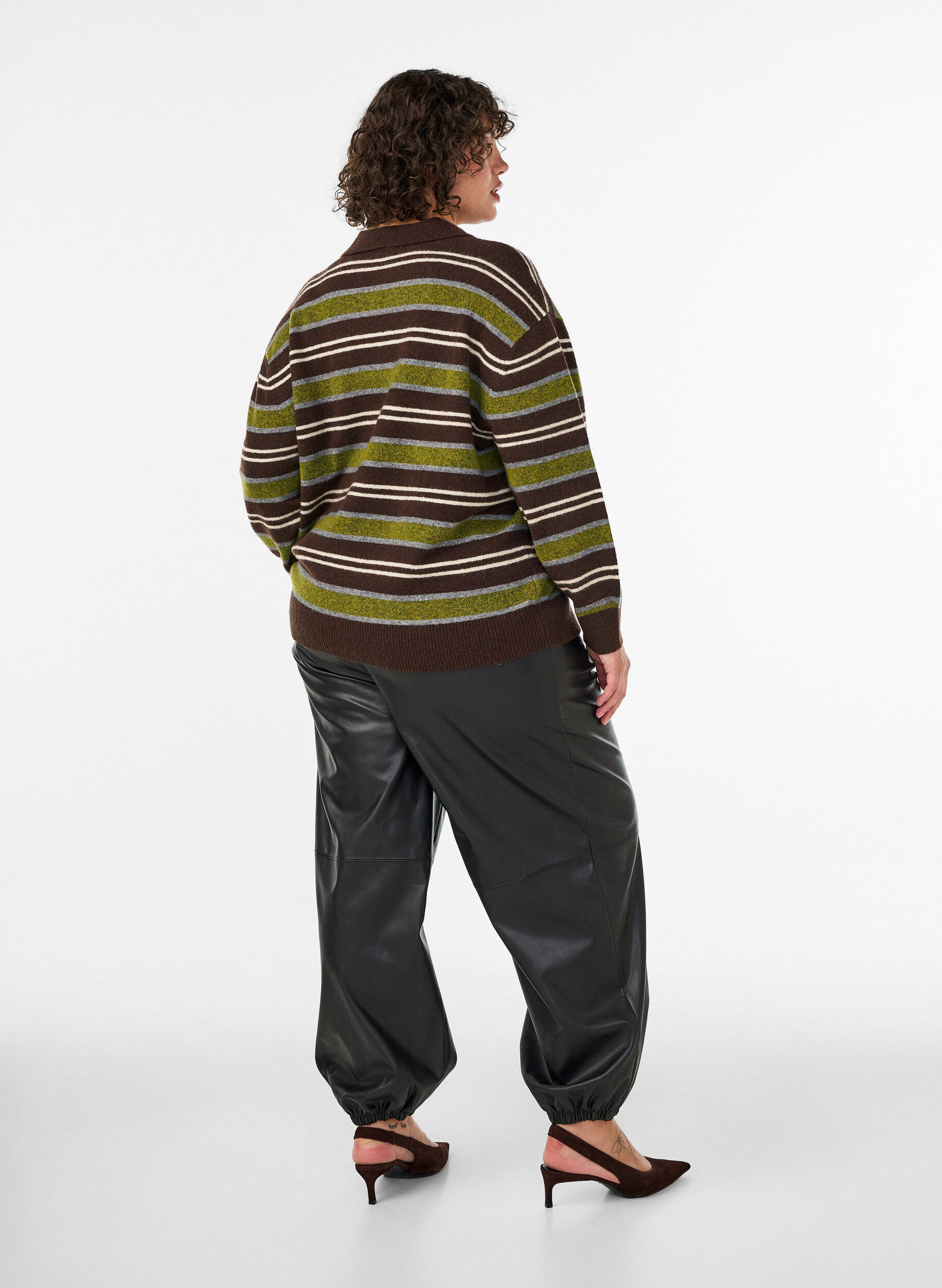 ZizziBallongbukser i imitert skinn, Svart, Model image number 1