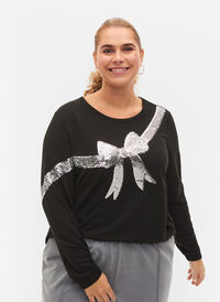 Julegenser med paljetter, Black Bow Silver, Model