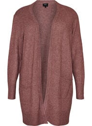 Ribbestrikket cardigan med lommer, Rosa