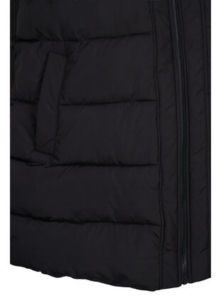 Lang vest med hette og glidelås, Black, Packshot image number 3