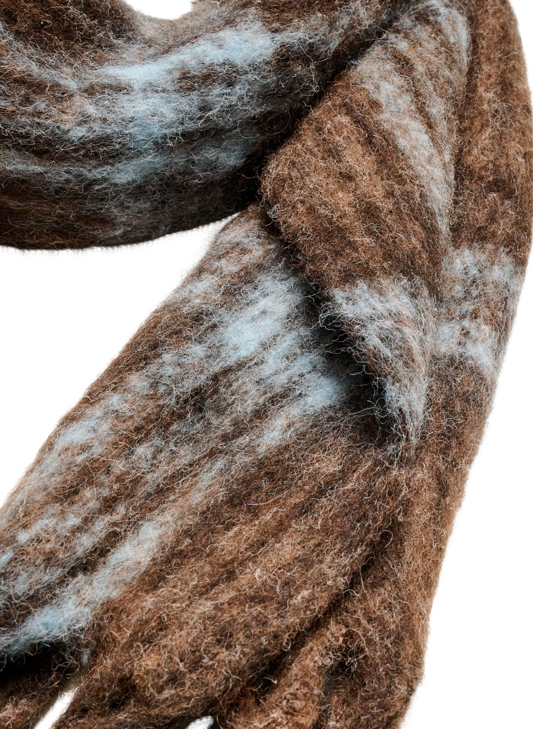 ZizziMyk skjerf med frynser, Brun, Packshot image number 1