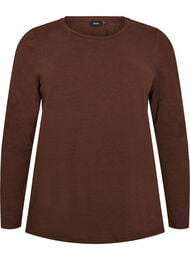 Basis jersey bluse med lange ermer, Brun