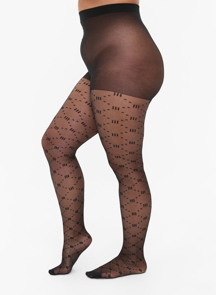 Mønstrete strømpebukser i 20 denier, Black, Model image number 0