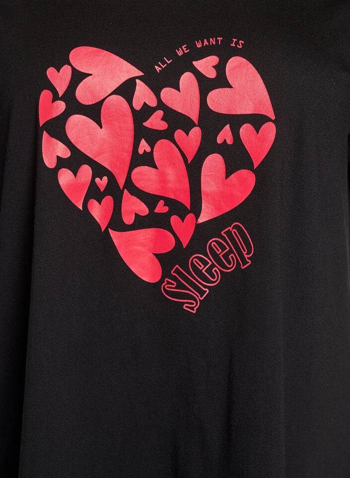 Kortermet nattkjole i &oslash;kologisk bomull, Svart, Packshot image number 2