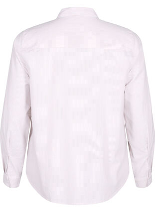Langermet bomullsskjorte, White Taupe Stripe, Packshot image number 1