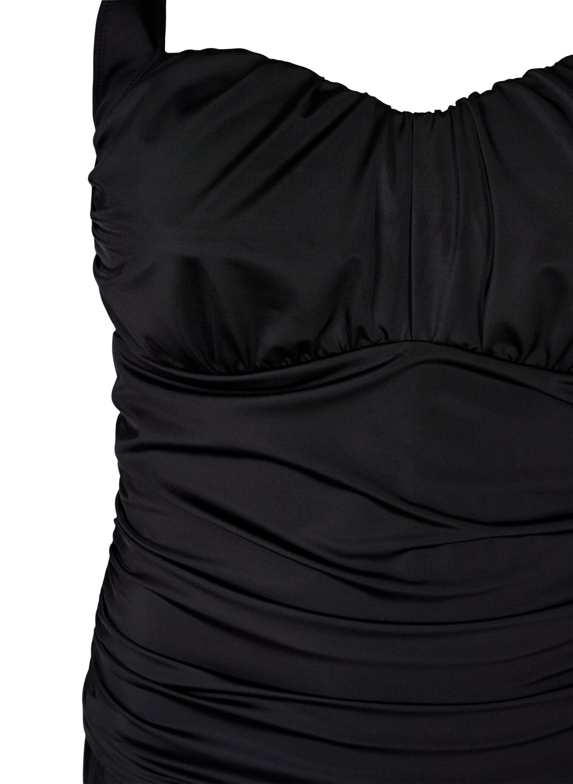 ZizziBadedrakt med rynkedetaljer, Black, Packshot image number 2