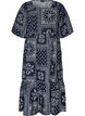 Ankellang kjole i viskose med paisley-trykk og korte ermer, Bl&aring;, Packshot image number 0