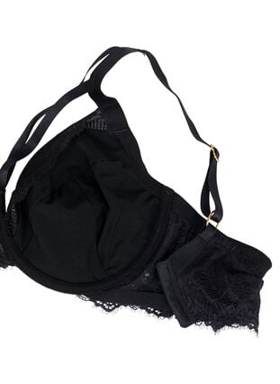 Zizzi Underwire BH med spiler og strenger, Black, Packshot image number 3