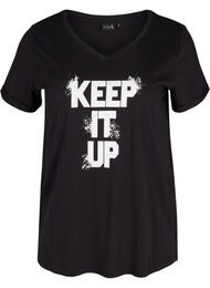 T-skjorte med trykk i bomull til trening , Black Keep