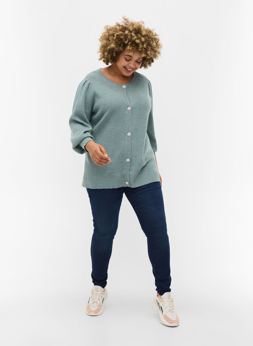 Jeggings i bomullsmiks, Dark blue denim, Model image number 0