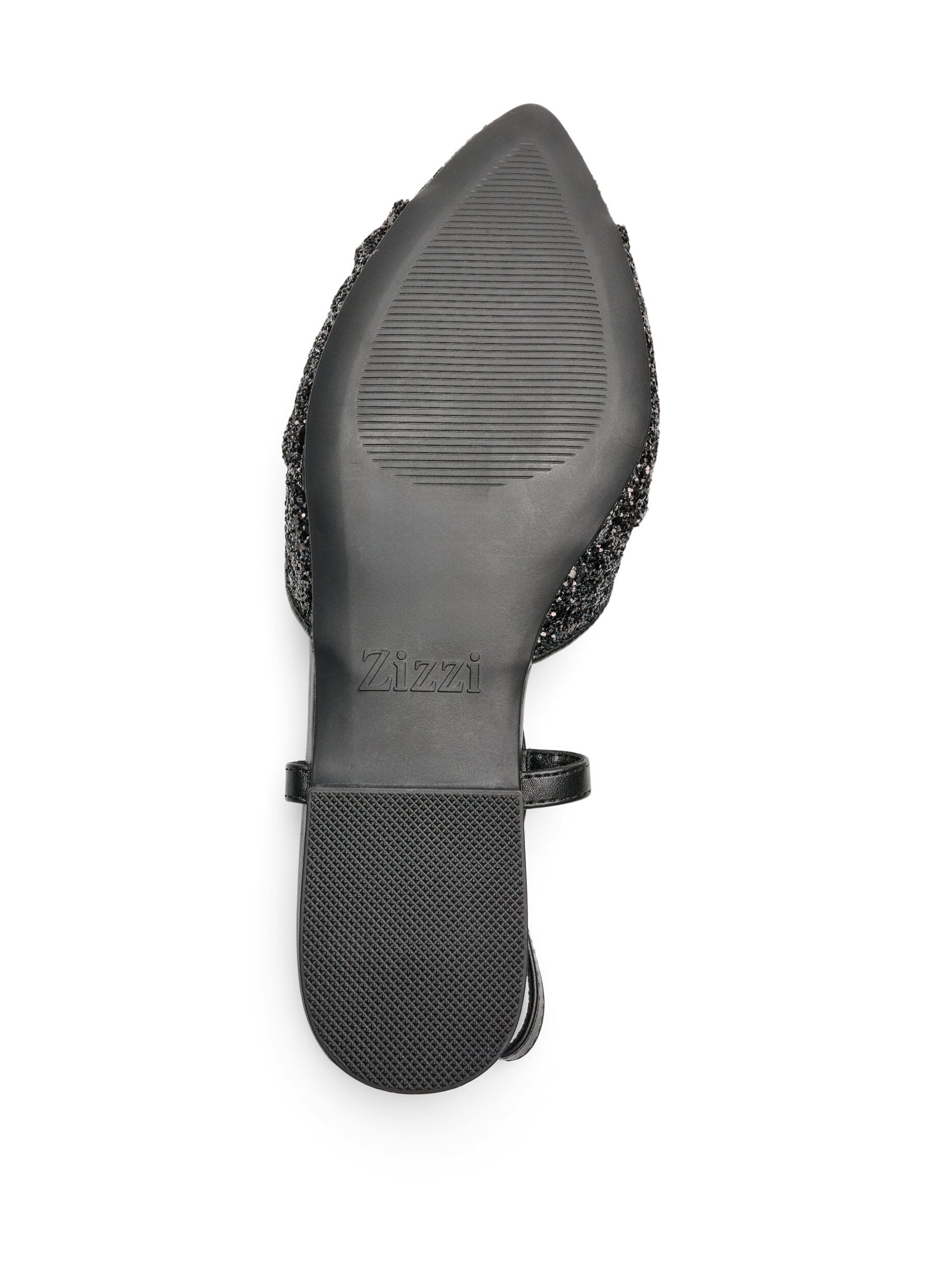 ZizziGlitrende slingback med sl&oslash;yfedetalj, Svart, Packshot image number 4