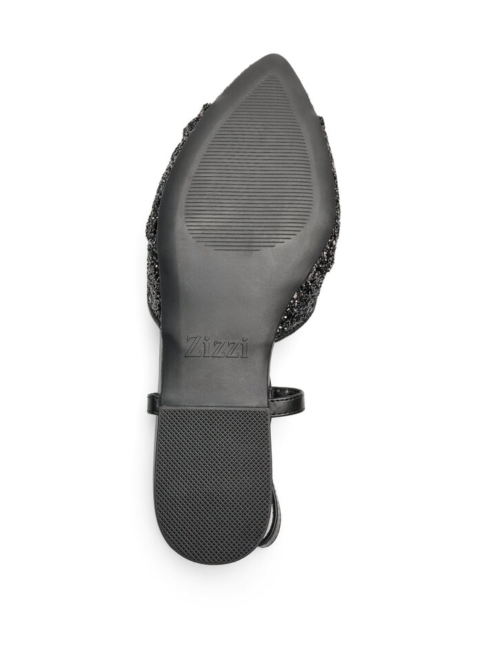 Glitrende slingback med sl&oslash;yfedetalj, Svart, Packshot image number 4