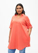 Kortermet tunika i bomullsblanding med lin, Living Coral, Model image number 0