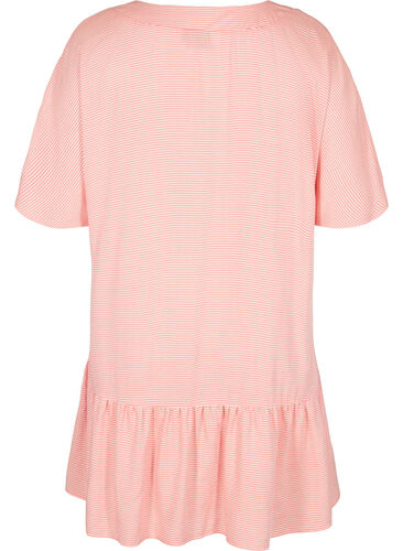 Stripete viskosetunika med korte ermer, Orange Stripe, Packshot image number 1