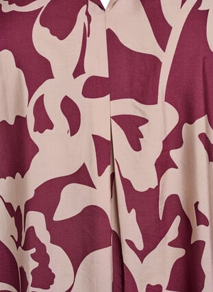 Zizzi Knelang kjole med trykk og V-hals, Rød, Packshot image number 2