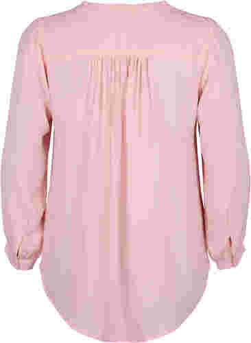 Langermet bluse med V-hals, Strawberry Cream, Packshot image number 1