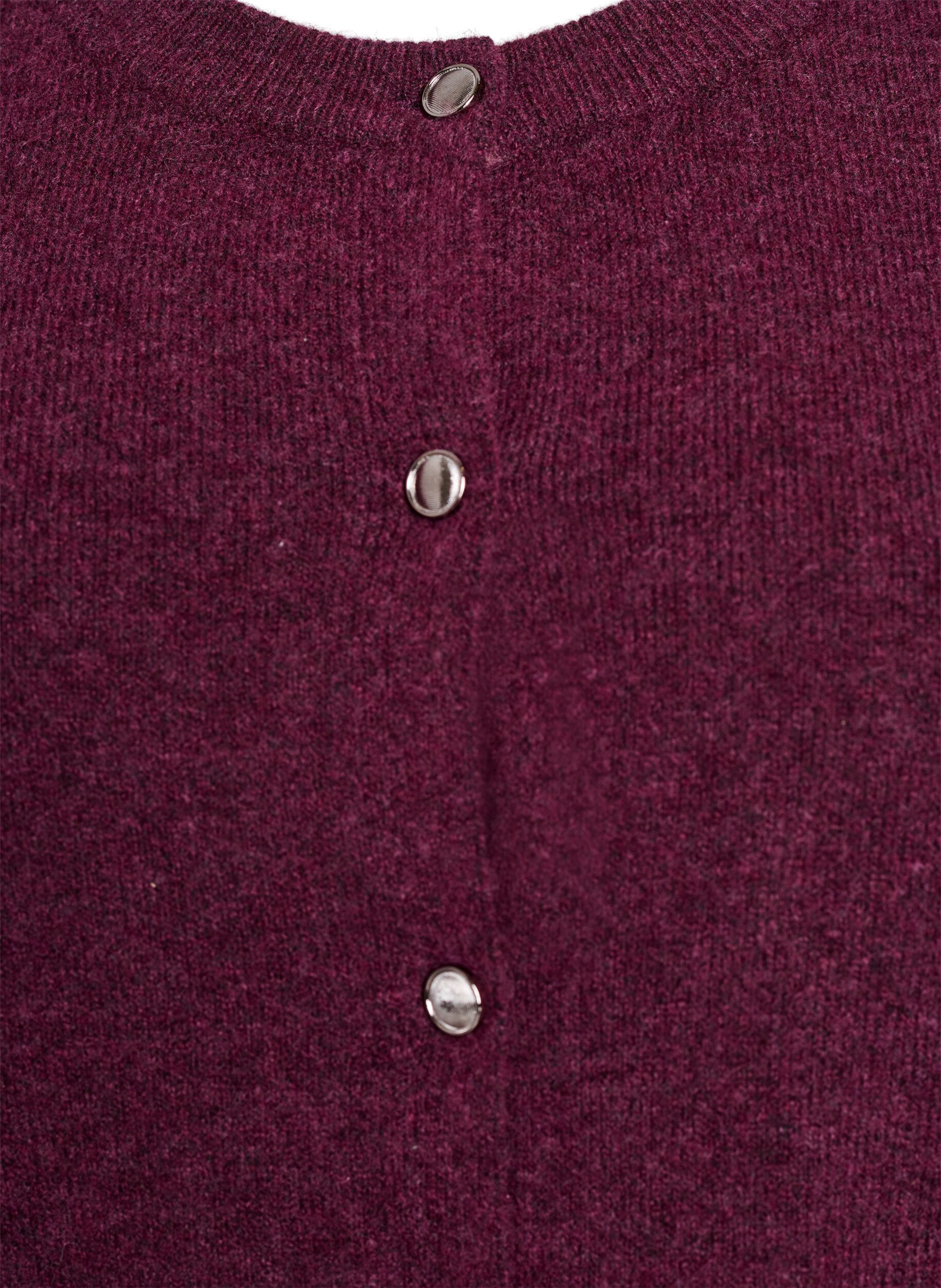 ZizziStrikket cardigan med korte ermer, M&oslash;rk Bordeaux, Packshot image number 2