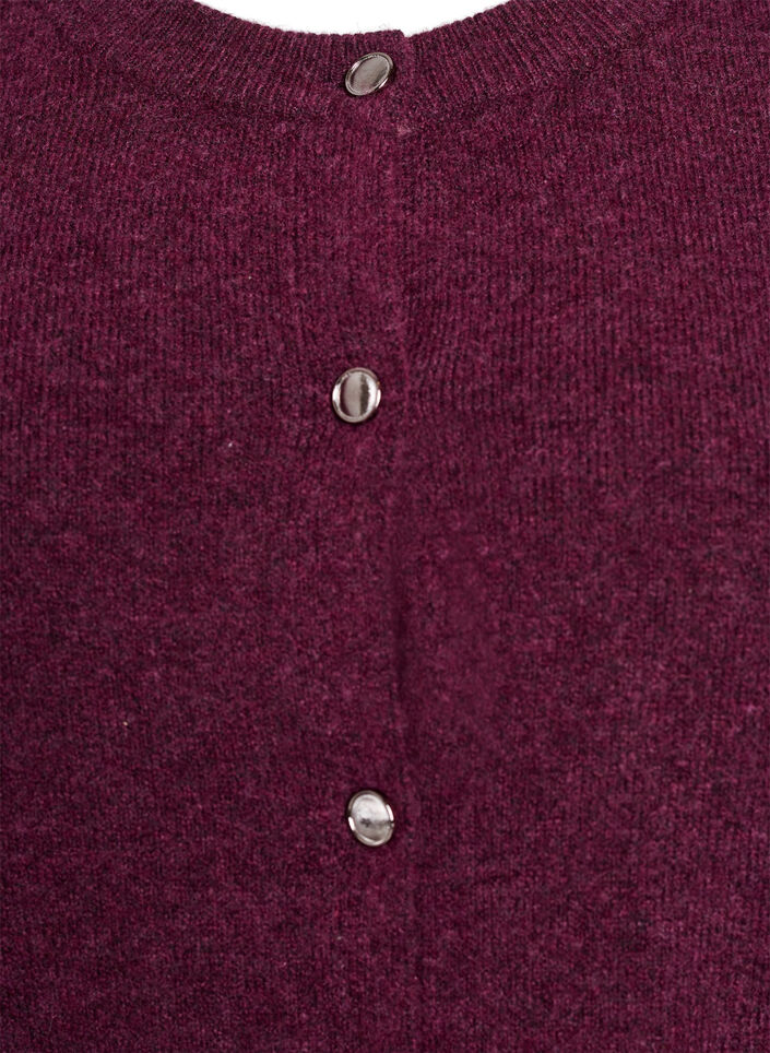 Strikket cardigan med korte ermer, M&oslash;rk Bordeaux, Packshot image number 2