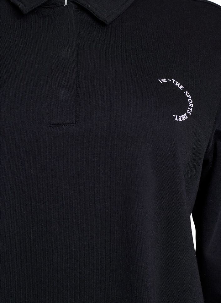 Sporty genser med krage, Black, Packshot
