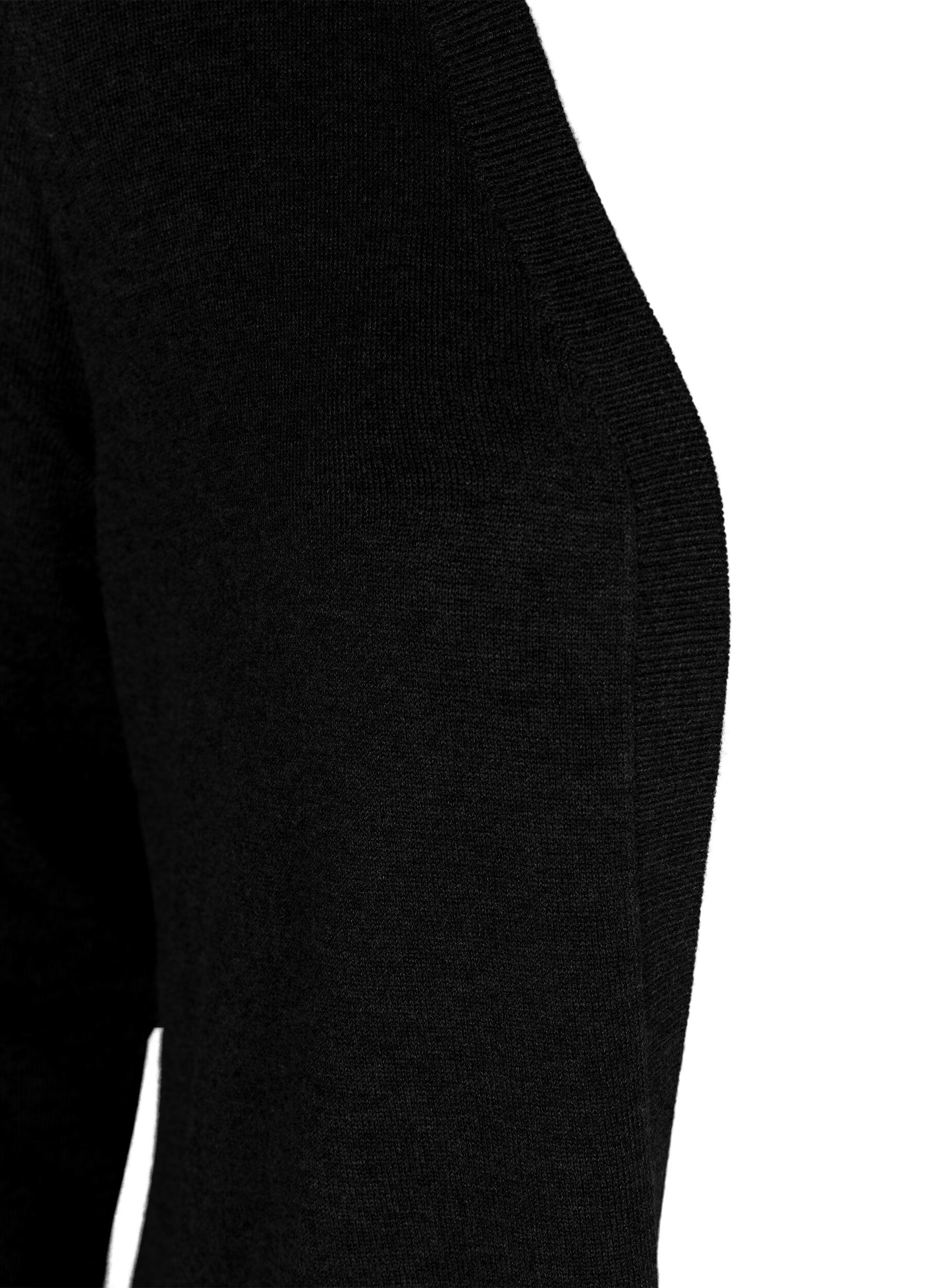ZizziLang strikkecardigan i viskoseblanding, Svart, Packshot image number 2