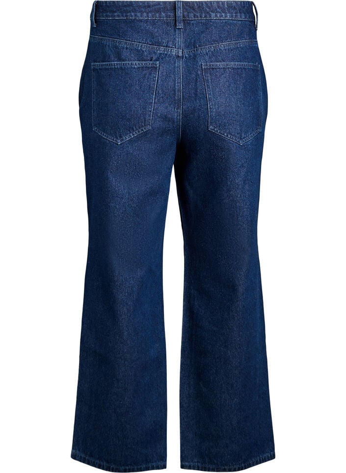 Jeans med vide ben og nagler med høy midje, Dark Blue Denim, Packshot