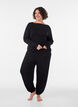 L&oslash;se pyjamasbukser i viskose med elastisk midje, Svart, Model image number 0