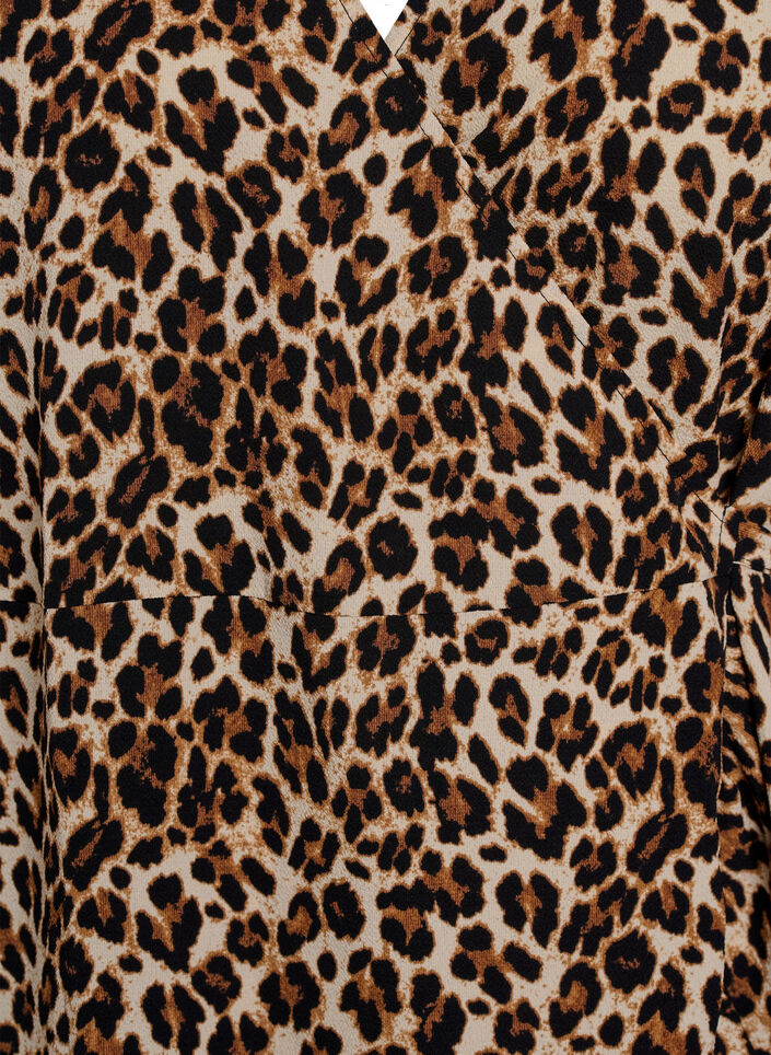 Omslagskjole med trykk og korte ermer, Brun, Packshot image number 2